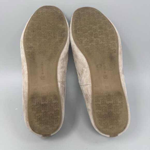 Birdies Sz 8.5 The Starling Shoe Loafer Slip On Flat Taupe  Tan Suede Leather - Picture 8 of 9